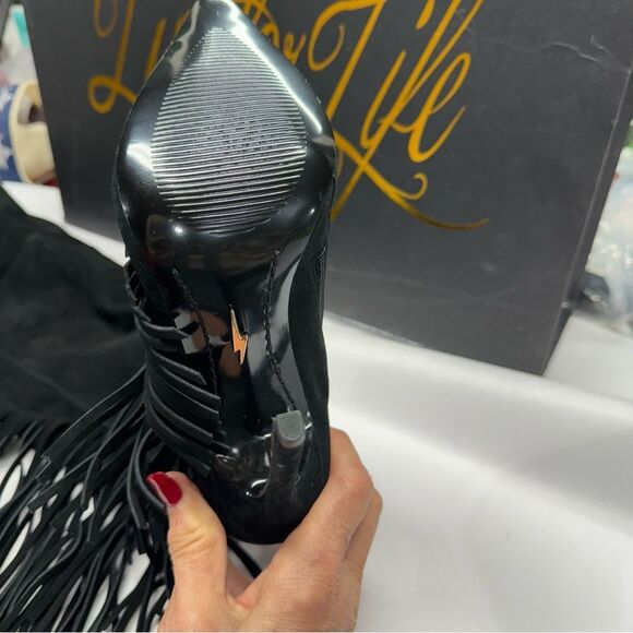 NEW LFL Lust For Life Women's Black SUEDE FRINGED Over Knee Boot Size 6.5 IN BOX - Picture 6 of 7